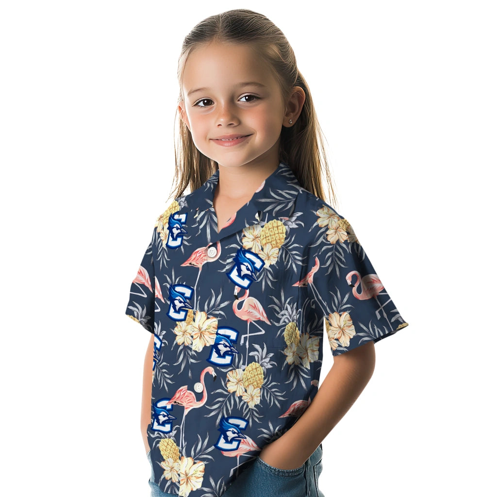 Creighton Bluejays Hawaiian Shirt - Flamingo Hibiscus | Hula Hawaiian Shirts