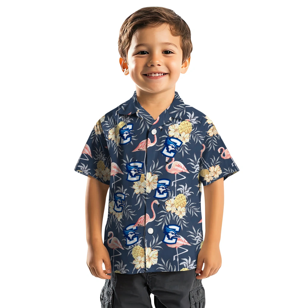 Creighton Bluejays Hawaiian Shirt - Flamingo Hibiscus | Hula Hawaiian Shirts
