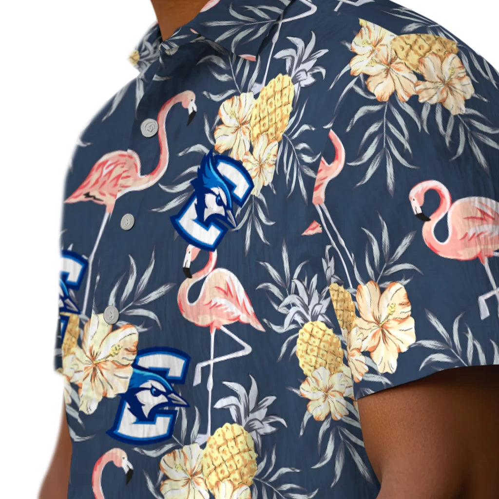 Creighton Bluejays Hawaiian Shirt - Flamingo Hibiscus | Hula Hawaiian Shirts