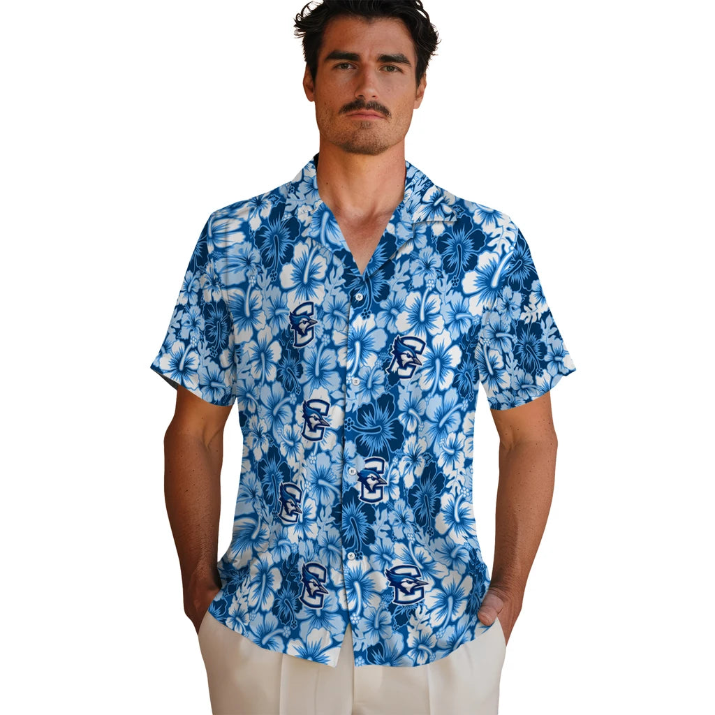 Creighton Bluejays Hawaiian Shirt - Hibiscus Blooms | Hula Hawaiian Shirts
