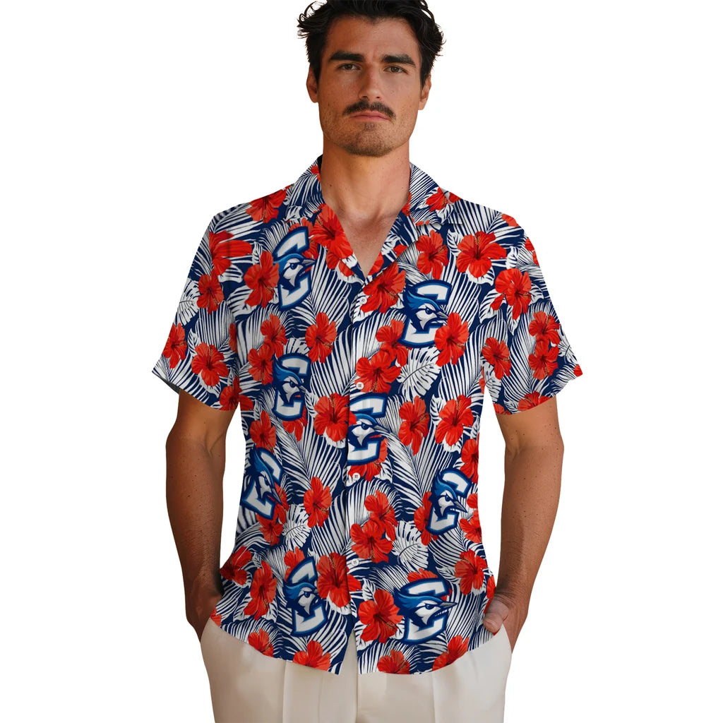 Creighton Bluejays Hawaiian Shirt - Hibiscus Fiesta | Hula Hawaiian Shirts