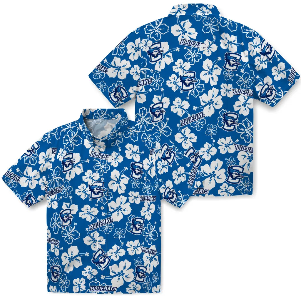 Creighton Bluejays Hawaiian Shirt - Hibiscus Flower Design | Hula Hawaiian Shirts