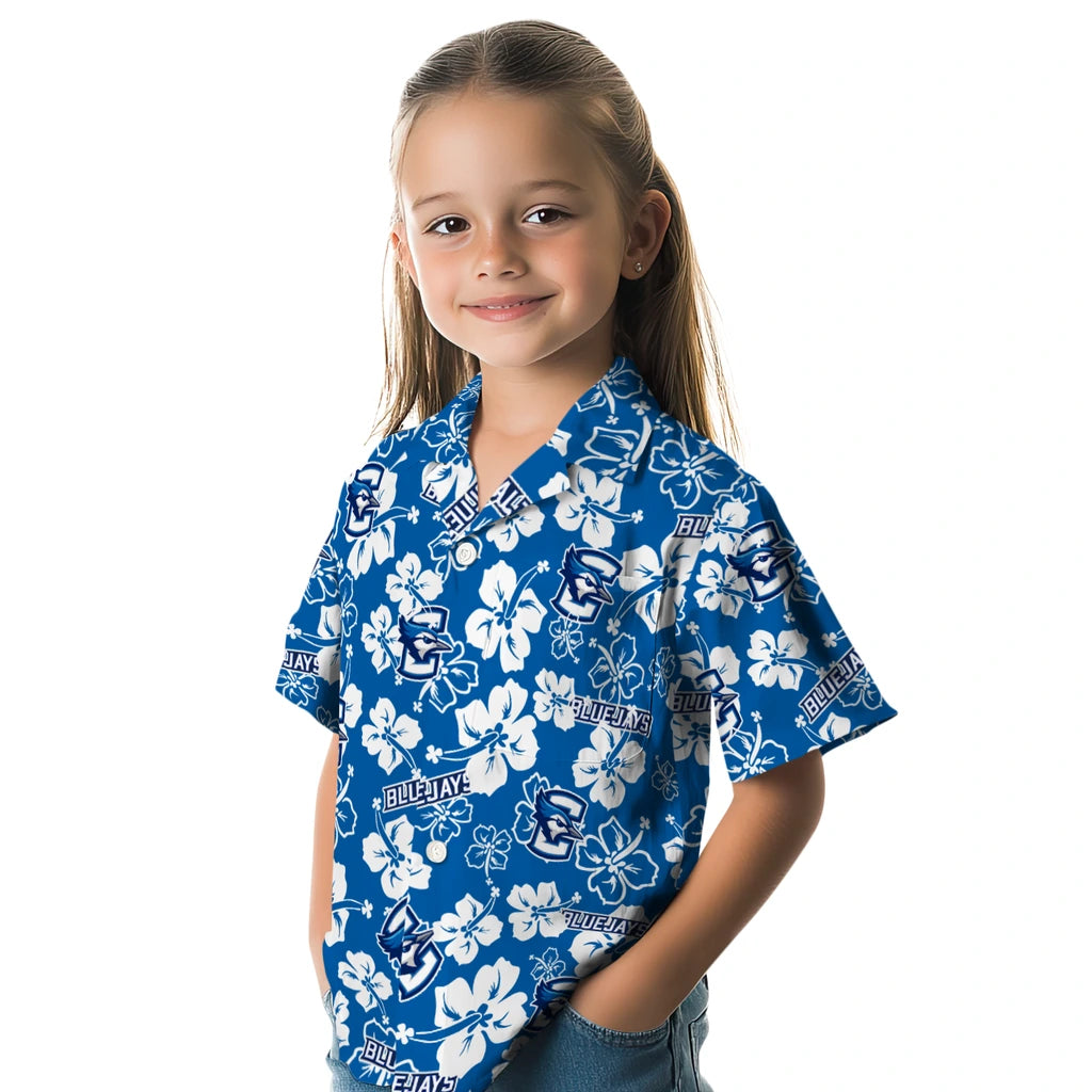 Creighton Bluejays Hawaiian Shirt - Hibiscus Flower Design | Hula Hawaiian Shirts