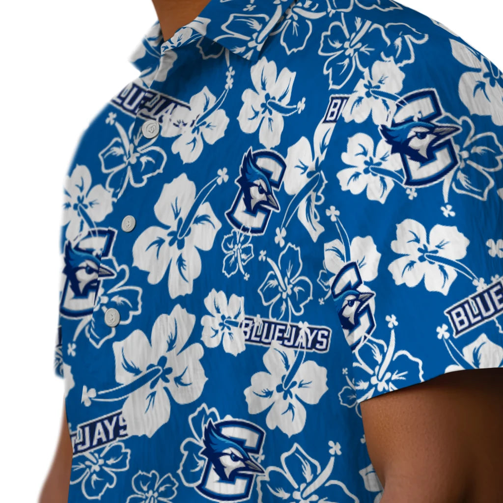 Creighton Bluejays Hawaiian Shirt - Hibiscus Flower Design | Hula Hawaiian Shirts