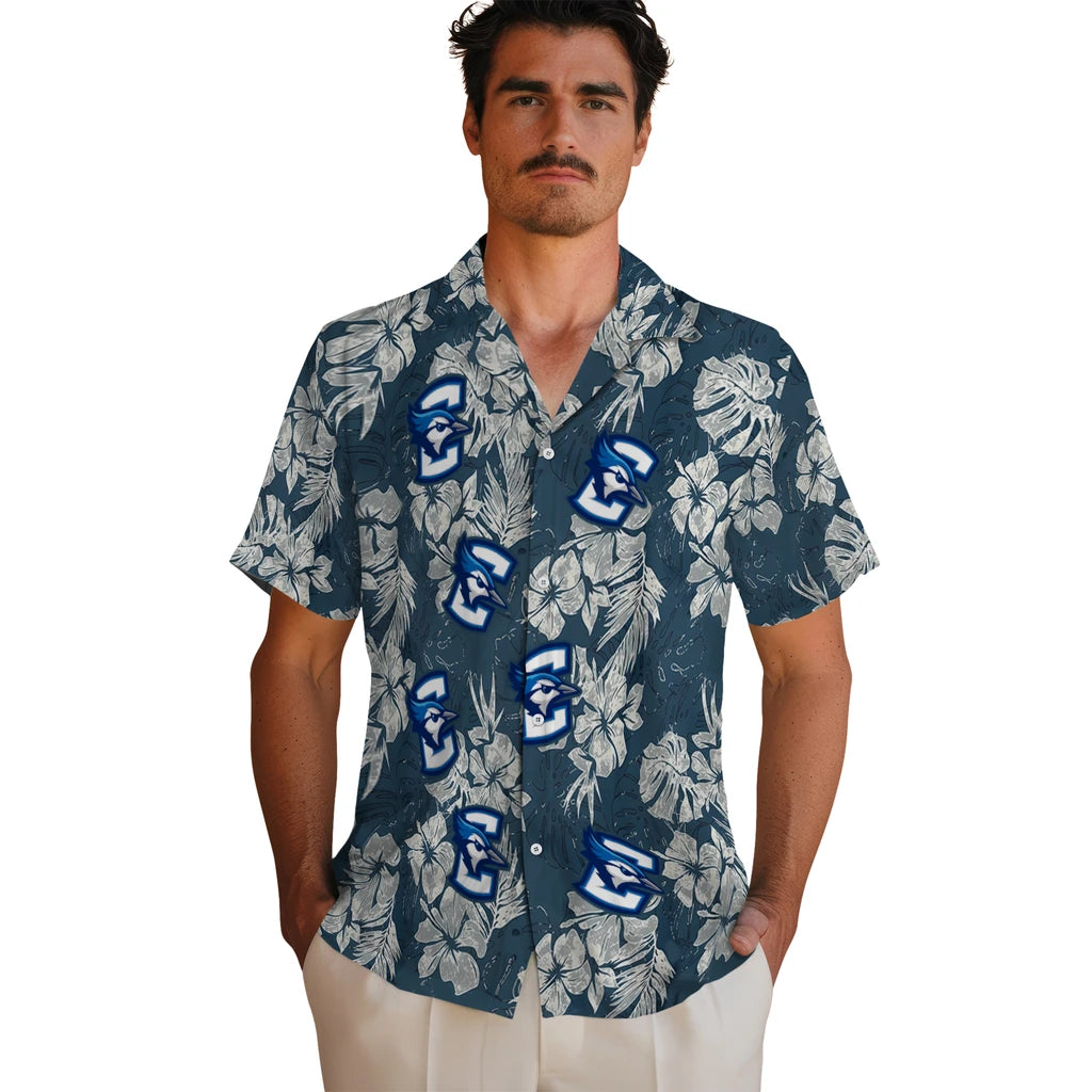 Creighton Bluejays Hawaiian Shirt - Hibiscus Flowers | Hula Hawaiian Shirts
