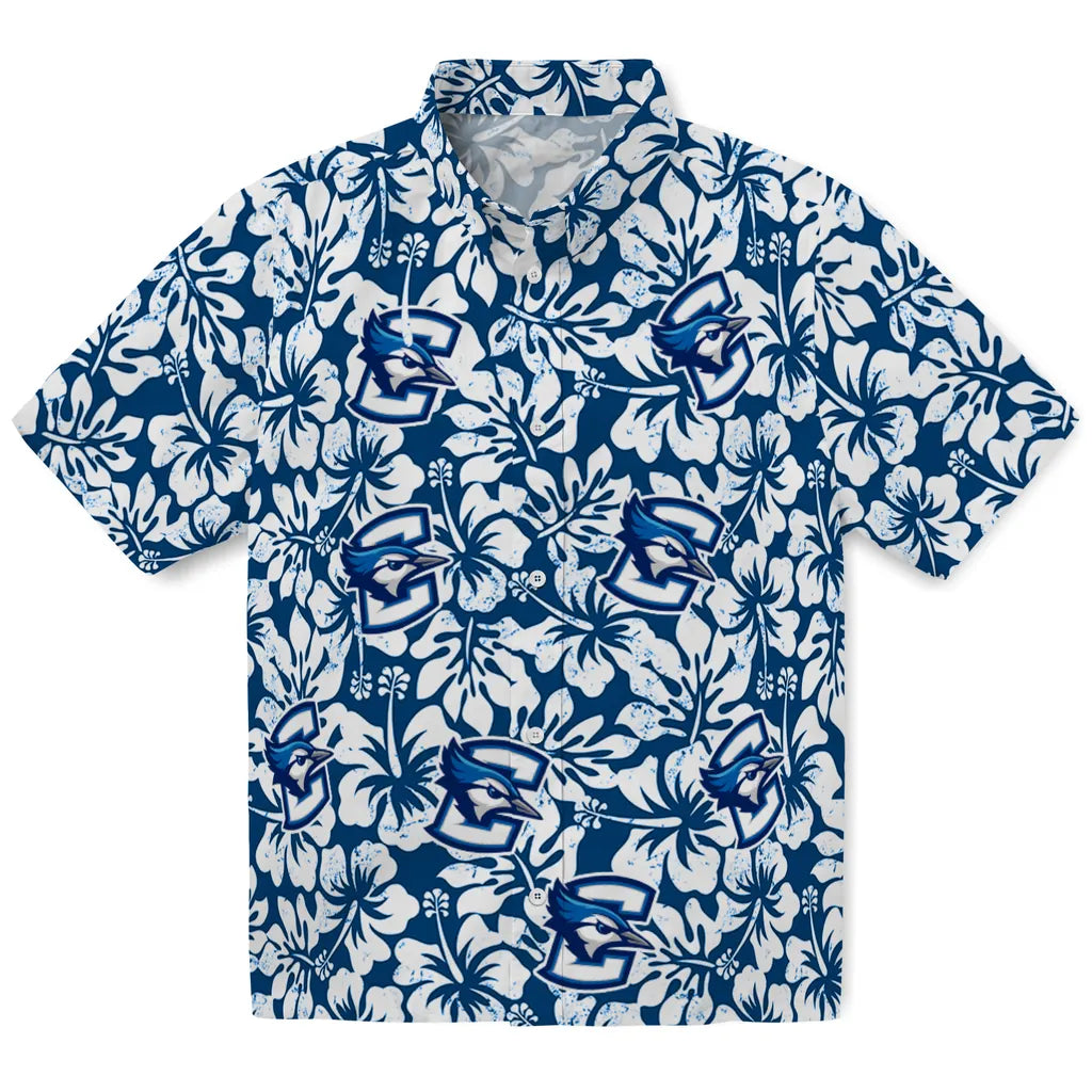 Creighton Bluejays Hawaiian Shirt - Hibiscus Motif | Hula Hawaiian Shirts