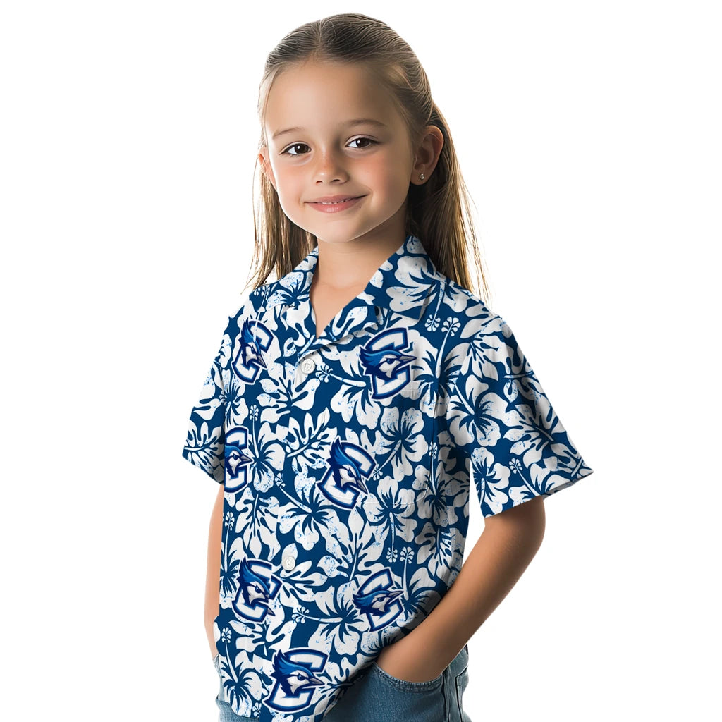 Creighton Bluejays Hawaiian Shirt - Hibiscus Motif | Hula Hawaiian Shirts