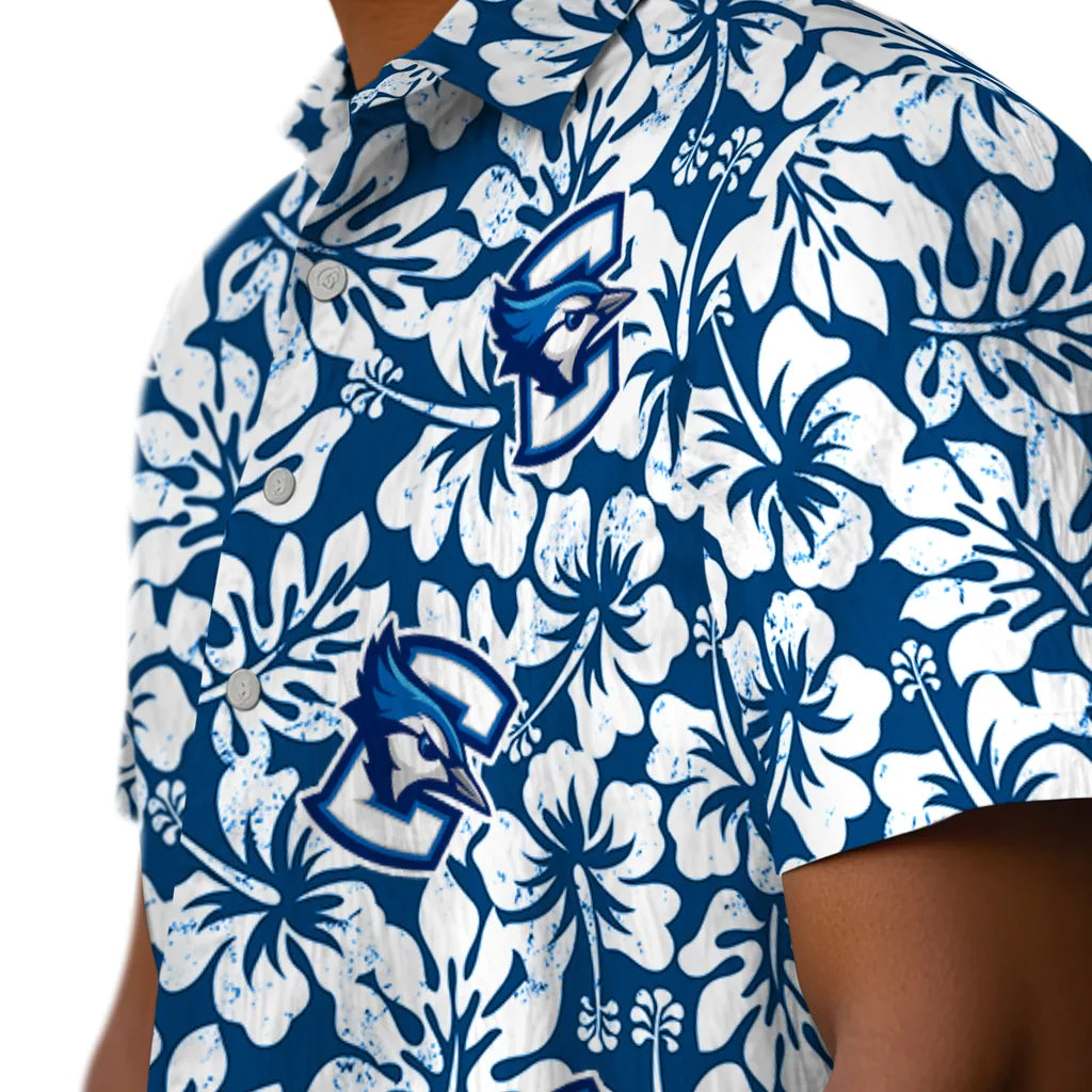 Creighton Bluejays Hawaiian Shirt - Hibiscus Motif | Hula Hawaiian Shirts