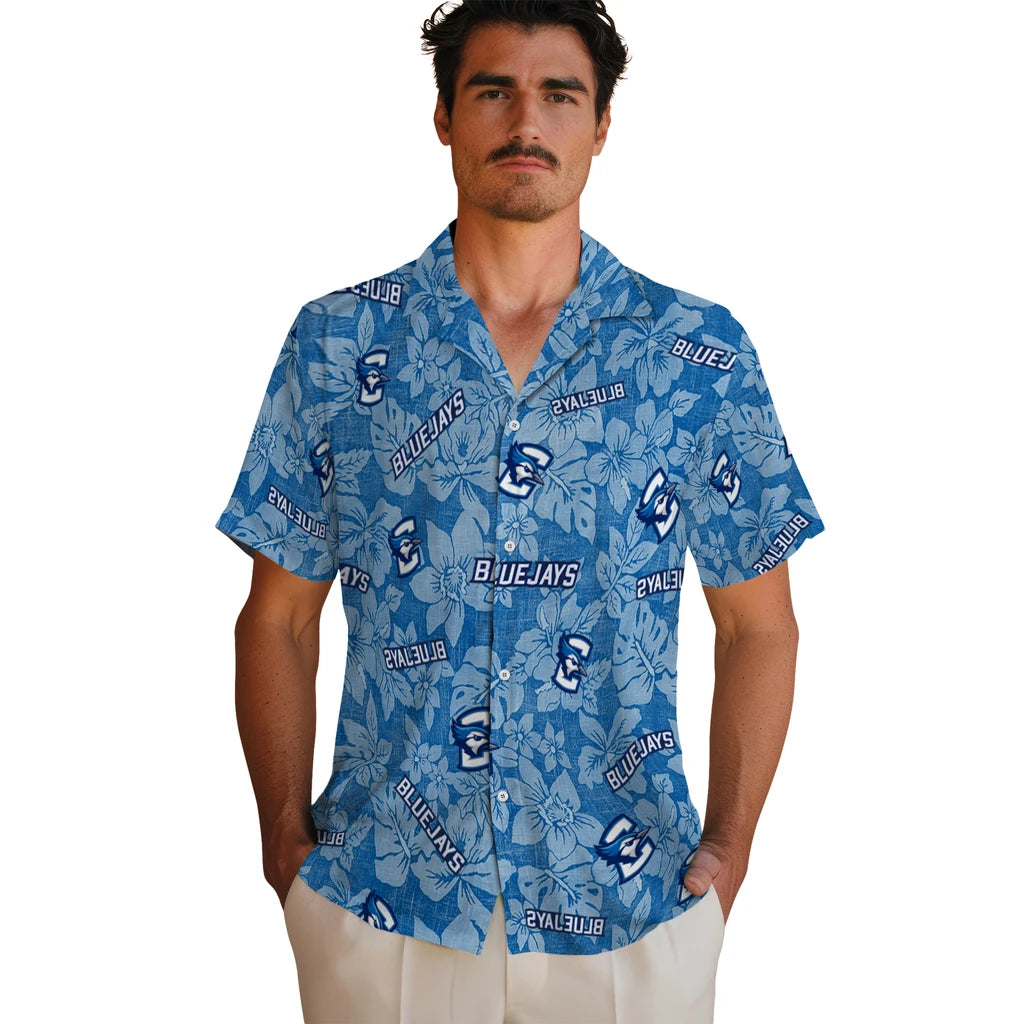 Creighton Bluejays Hawaiian Shirt - Hibiscus Oasis | Hula Hawaiian Shirts