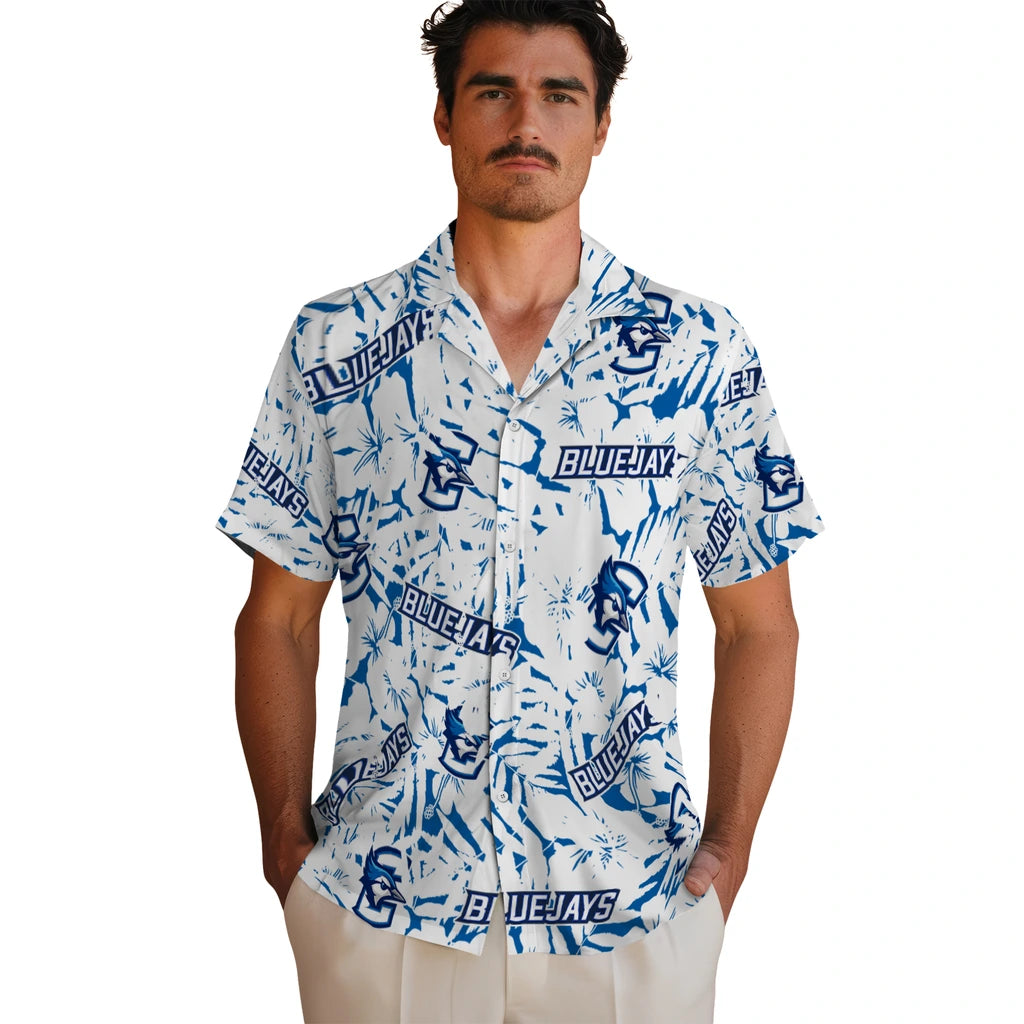 Creighton Bluejays Hawaiian Shirt - Hibiscus Overlay | Hula Hawaiian Shirts