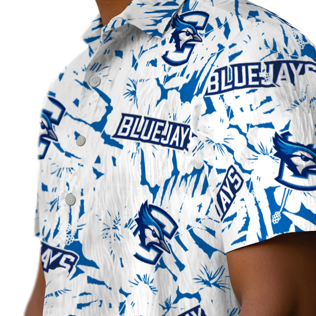 Creighton Bluejays Hawaiian Shirt - Hibiscus Overlay | Hula Hawaiian Shirts