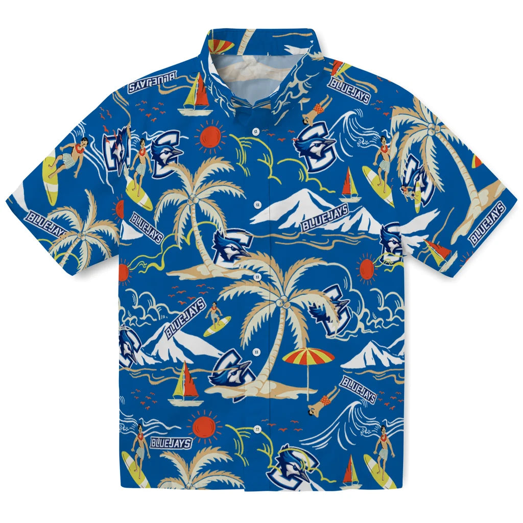 Creighton Bluejays Hawaiian Shirt - Palm Tree Island | Hula Hawaiian Shirts