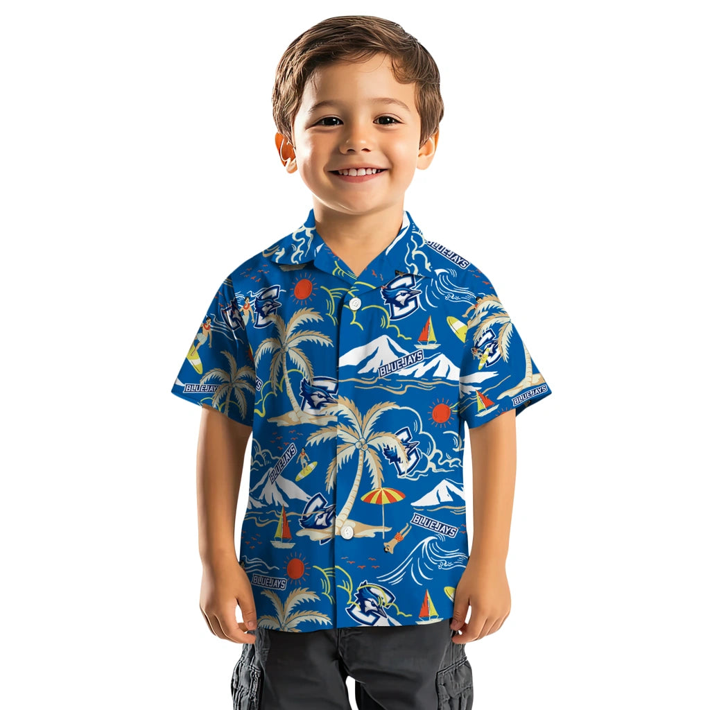 Creighton Bluejays Hawaiian Shirt - Palm Tree Island | Hula Hawaiian Shirts