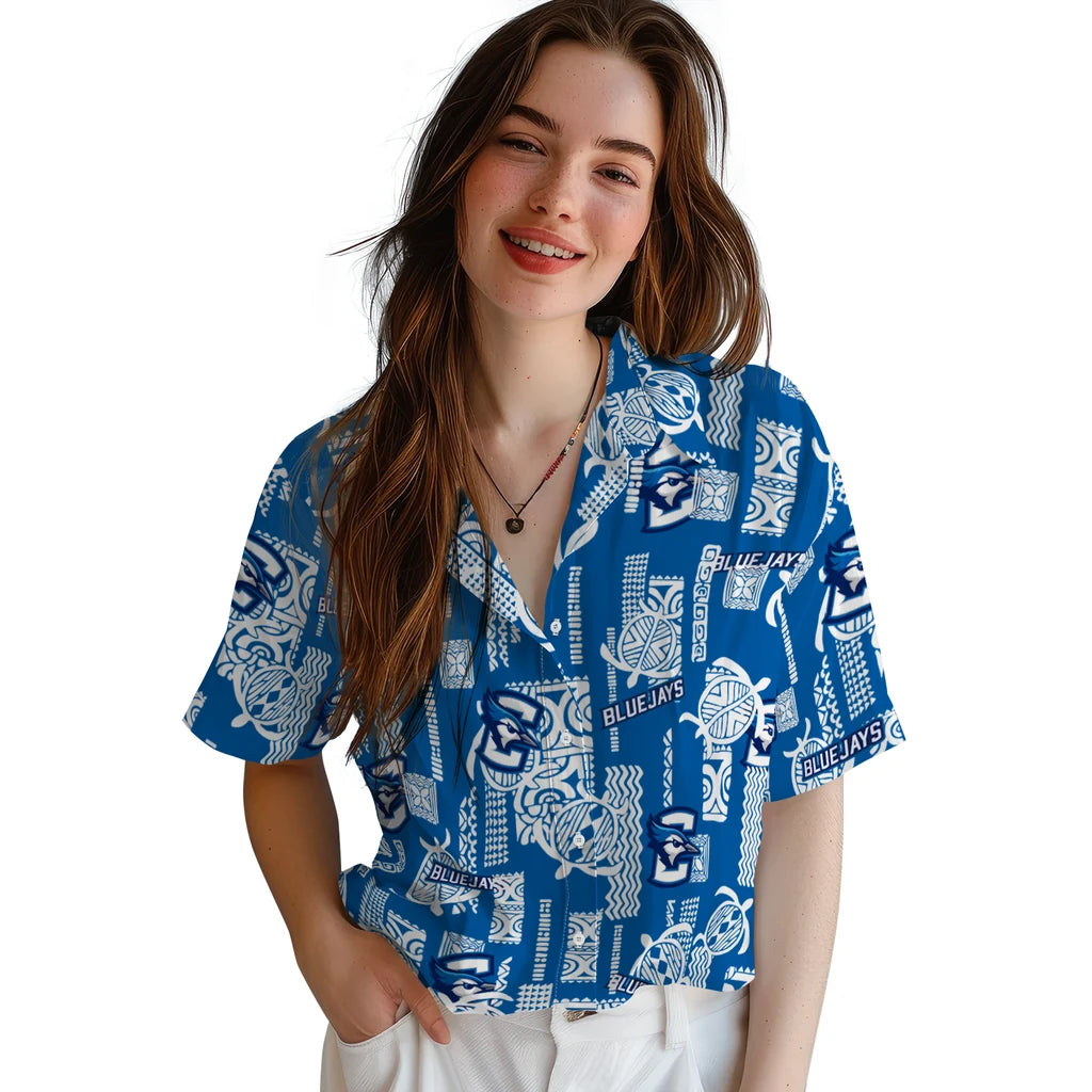 Creighton Bluejays Hawaiian Shirt - Turtle Lines | Hula Hawaiian Shirts