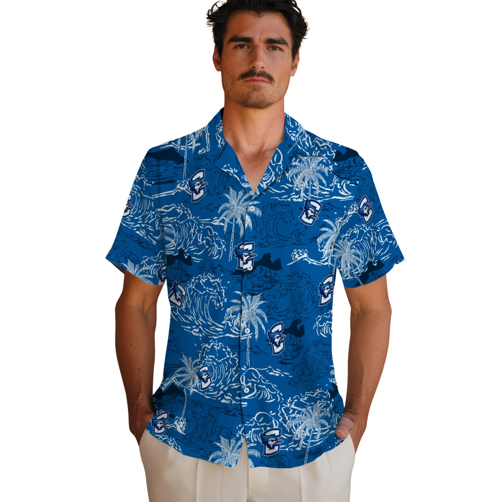 Creighton Bluejays Hawaiian Shirt - Wave Palm | Hula Hawaiian Shirts