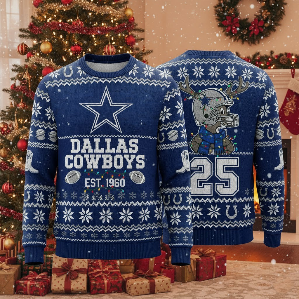 Dallas Cowboys Ugly Christmas Sweater 2025 – NFL Holiday Festive Knit Pullover - LeagueLockerGear