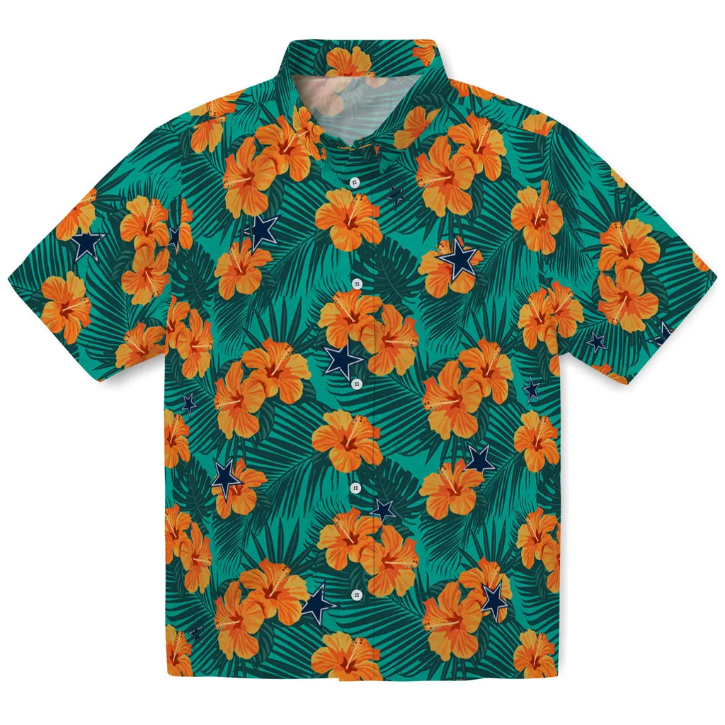 Dallas Cowboys Hawaiian Shirt - Hibiscus and Palm Leaves | Hula Hawaiian Shirts