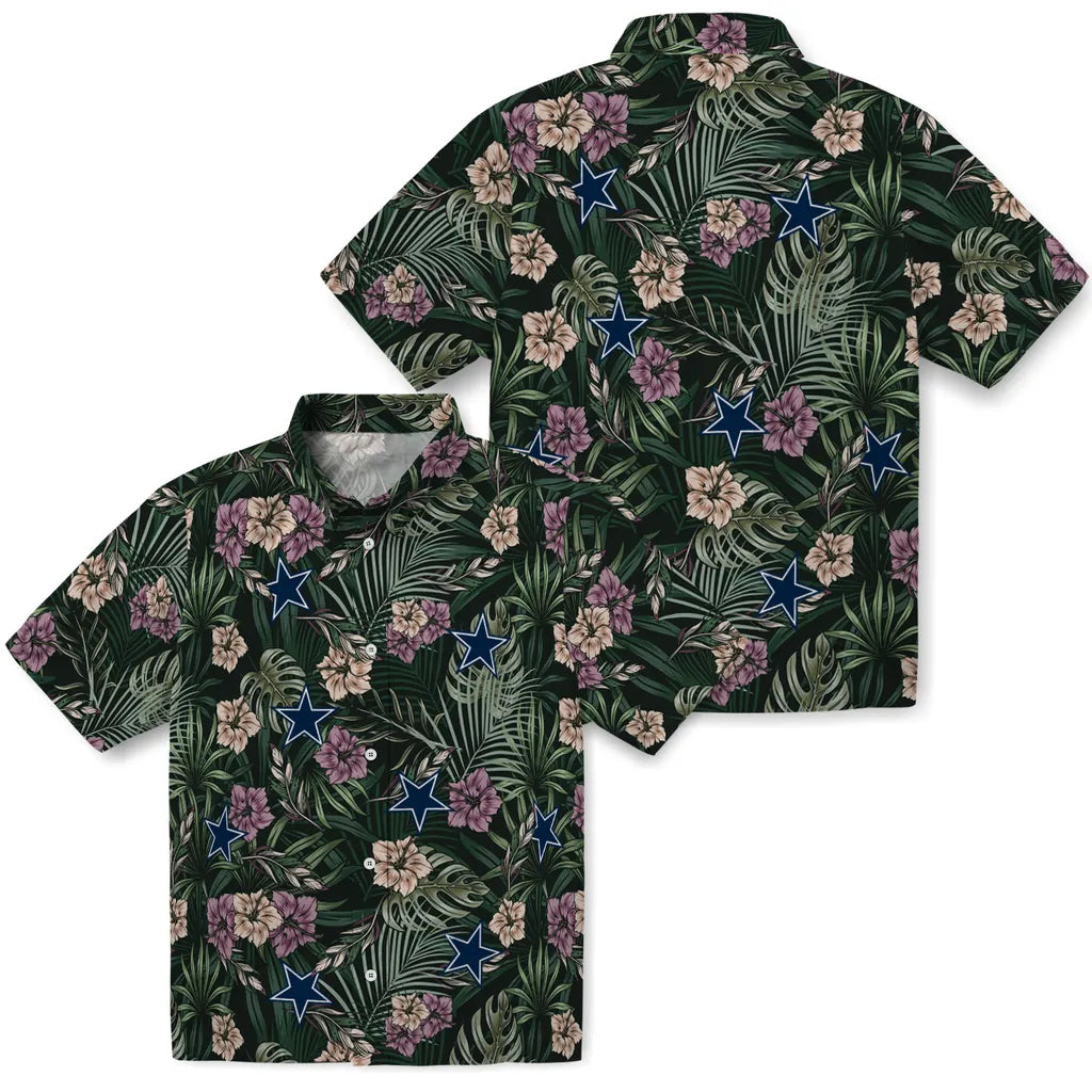 Dallas Cowboys Hawaiian Shirt - Hibiscus Leaves Pattern | Hula Hawaiian Shirts