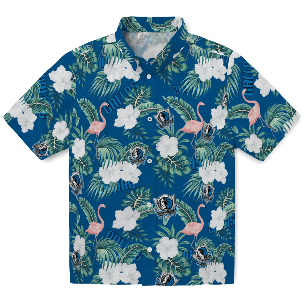 Dallas Mavericks Hawaiian Shirt - Flamingo and Hibiscus | Hula Hawaiian Shirts