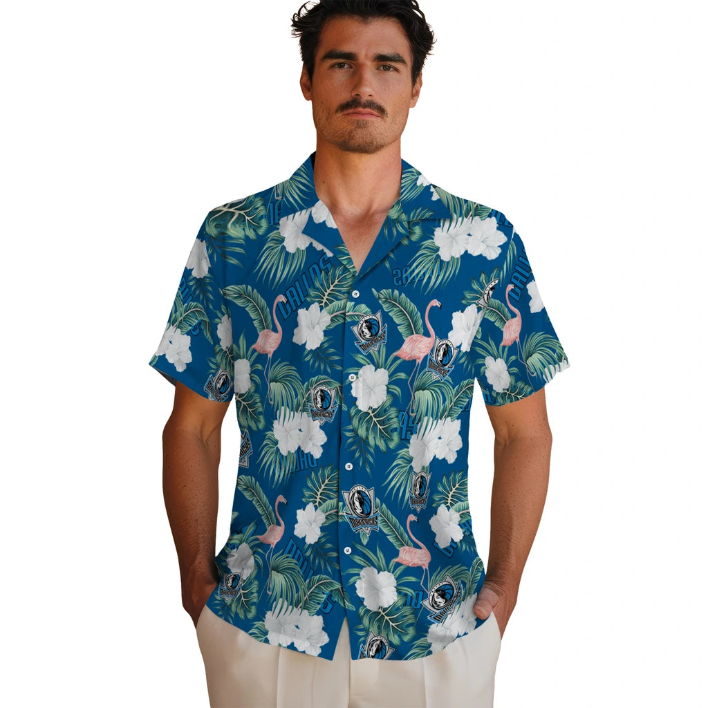 Dallas Mavericks Hawaiian Shirt - Flamingo and Hibiscus | Hula Hawaiian Shirts