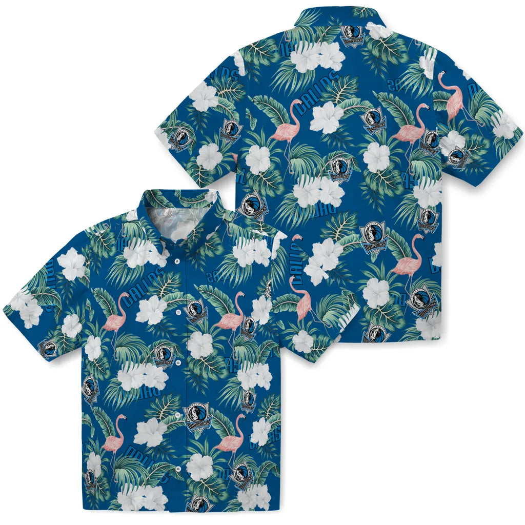 Dallas Mavericks Hawaiian Shirt - Flamingo and Hibiscus | Hula Hawaiian Shirts