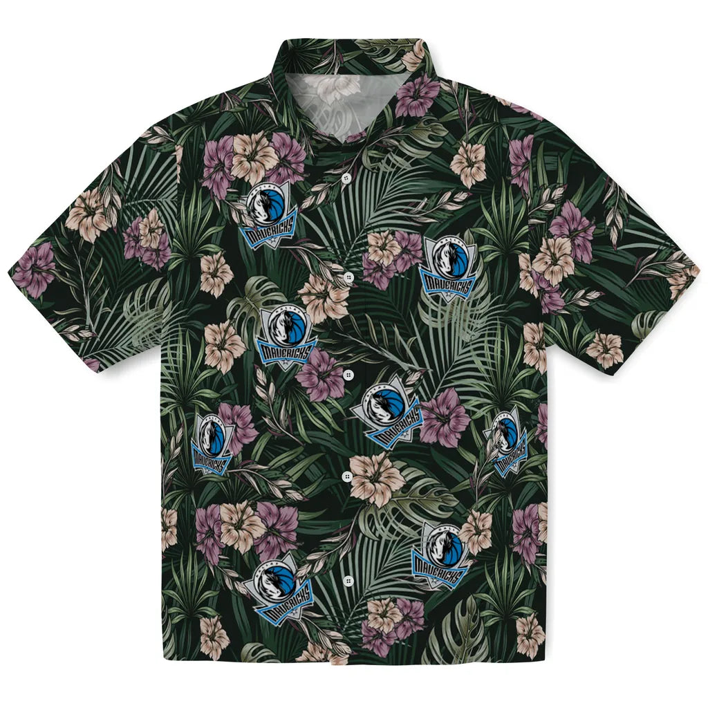 Dallas Mavericks Hawaiian Shirt - Hibiscus Leaves Pattern | Hula Hawaiian Shirts