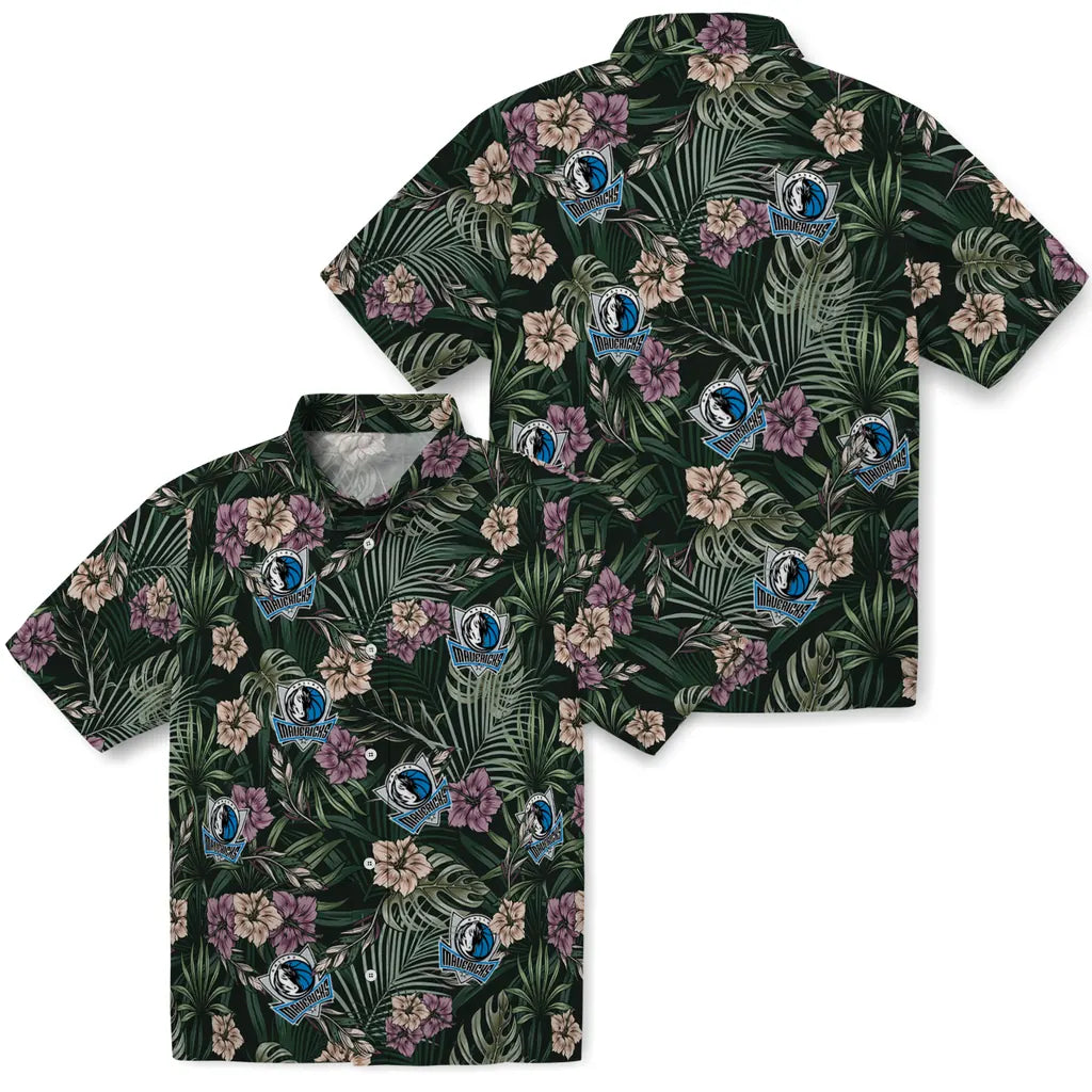 Dallas Mavericks Hawaiian Shirt - Hibiscus Leaves Pattern | Hula Hawaiian Shirts