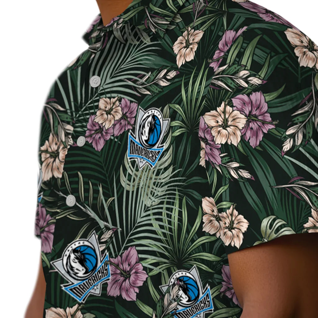 Dallas Mavericks Hawaiian Shirt - Hibiscus Leaves Pattern | Hula Hawaiian Shirts