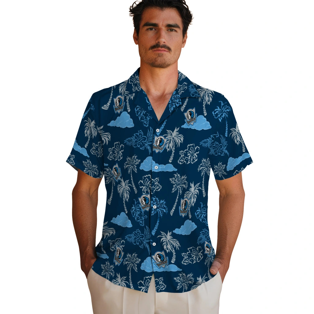 Dallas Mavericks Hawaiian Shirt - Palm And Clouds | Hula Hawaiian Shirts