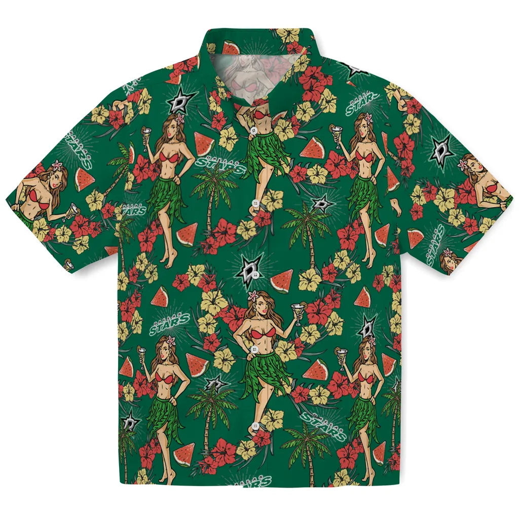 Dallas Stars Hawaiian Shirt - Hawaiian Girls Design | Hula Hawaiian Shirts