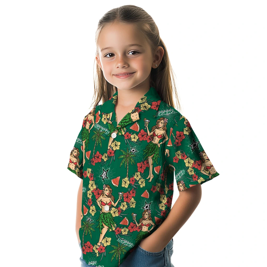 Dallas Stars Hawaiian Shirt - Hawaiian Girls Design | Hula Hawaiian Shirts