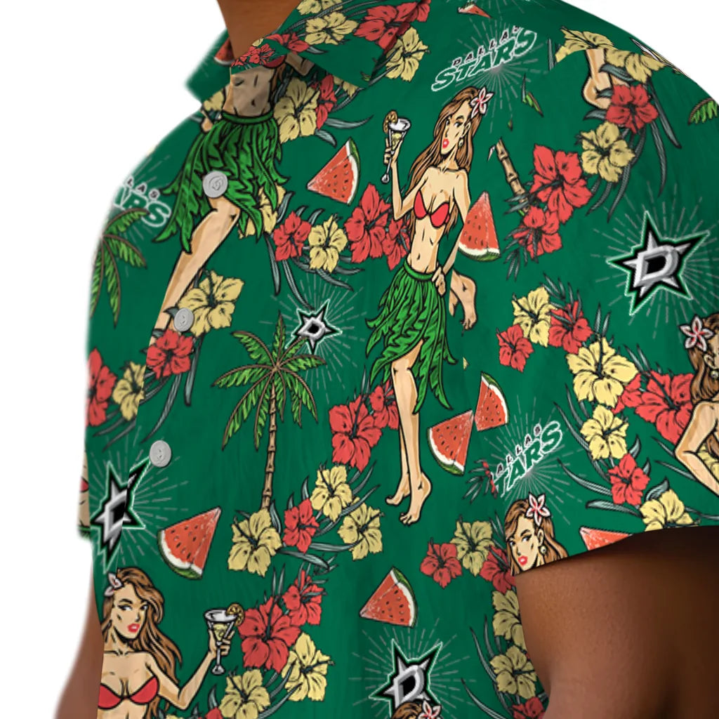 Dallas Stars Hawaiian Shirt - Hawaiian Girls Design | Hula Hawaiian Shirts
