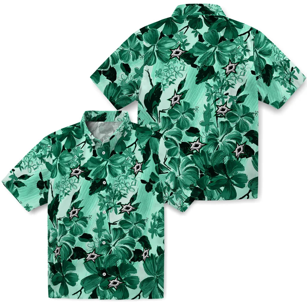 Dallas Stars Hawaiian Shirt - Hibiscus Arrangement | Hula Hawaiian Shirts