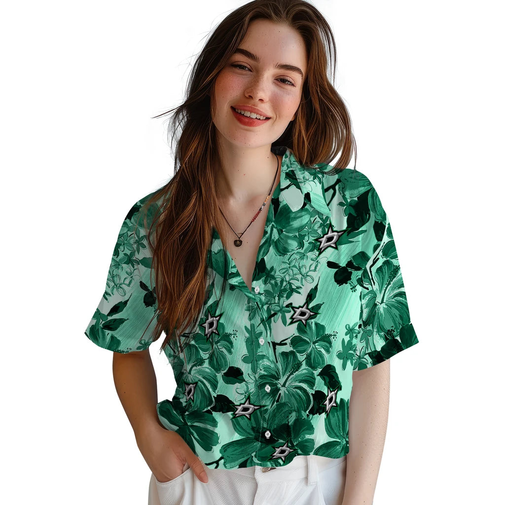 Dallas Stars Hawaiian Shirt - Hibiscus Arrangement | Hula Hawaiian Shirts