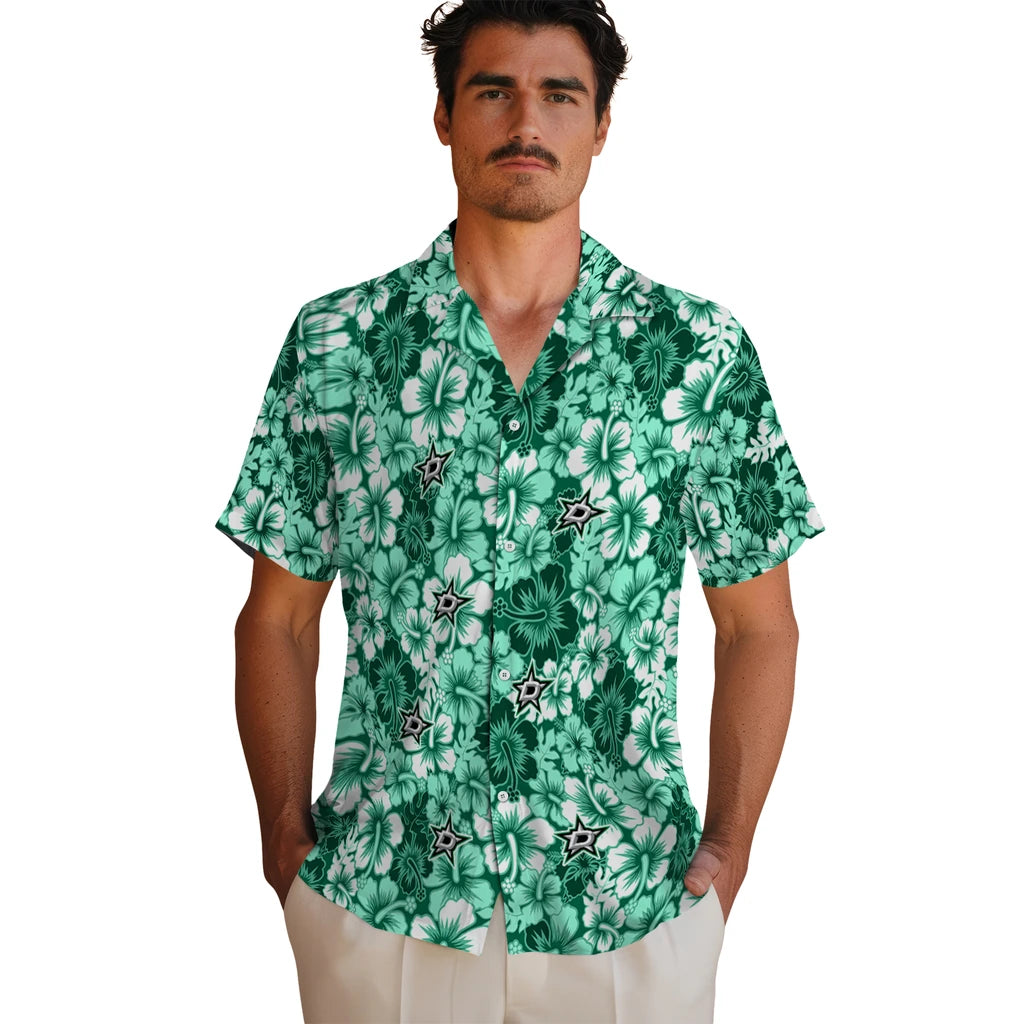 Dallas Stars Hawaiian Shirt - Hibiscus Blooms | Hula Hawaiian Shirts