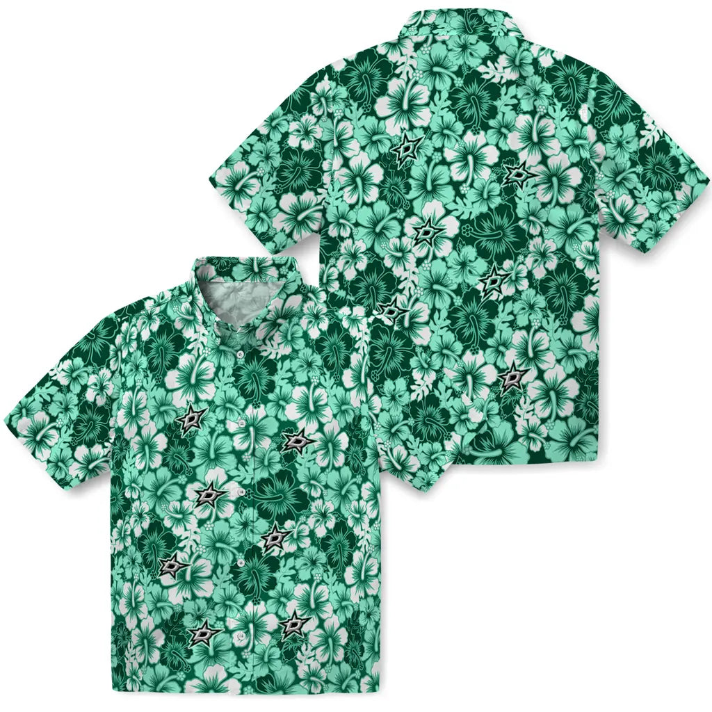 Dallas Stars Hawaiian Shirt - Hibiscus Blooms | Hula Hawaiian Shirts