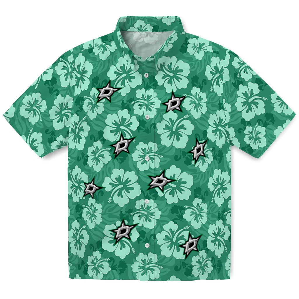 Dallas Stars Hawaiian Shirt - Hibiscus Cluster | Hula Hawaiian Shirts
