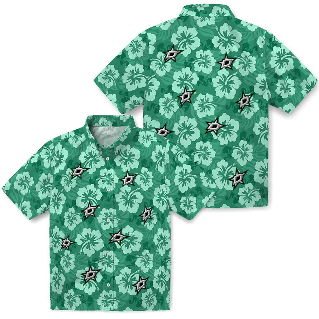 Dallas Stars Hawaiian Shirt - Hibiscus Cluster | Hula Hawaiian Shirts