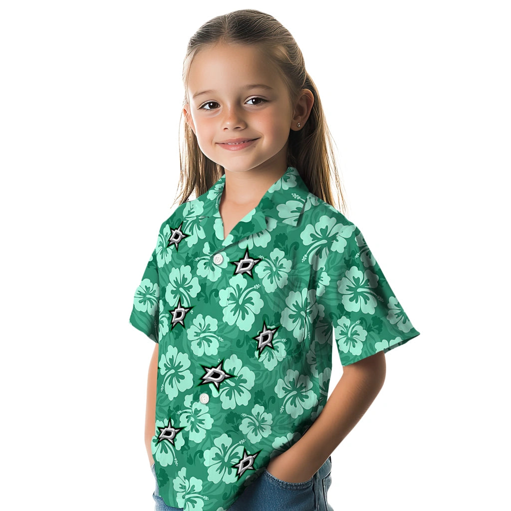 Dallas Stars Hawaiian Shirt - Hibiscus Cluster | Hula Hawaiian Shirts