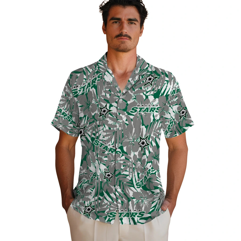 Dallas Stars Hawaiian Shirt - Hibiscus Overlay | Hula Hawaiian Shirts