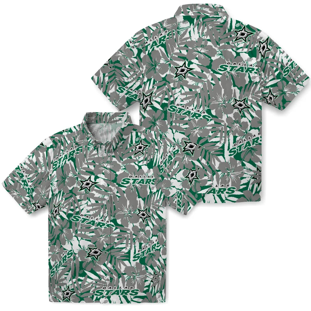 Dallas Stars Hawaiian Shirt - Hibiscus Overlay | Hula Hawaiian Shirts