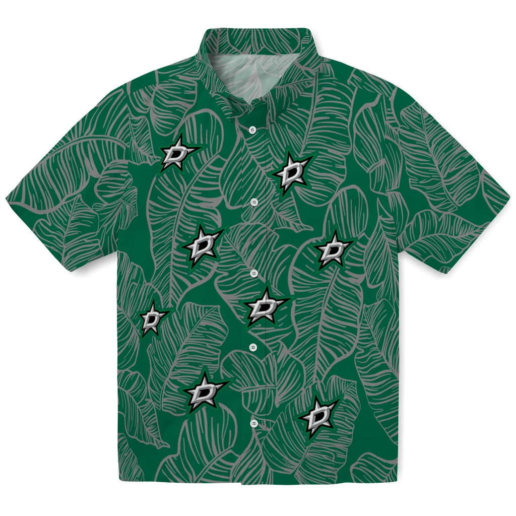 Dallas Stars Hawaiian Shirt - Leaf Outline | Hula Hawaiian Shirts