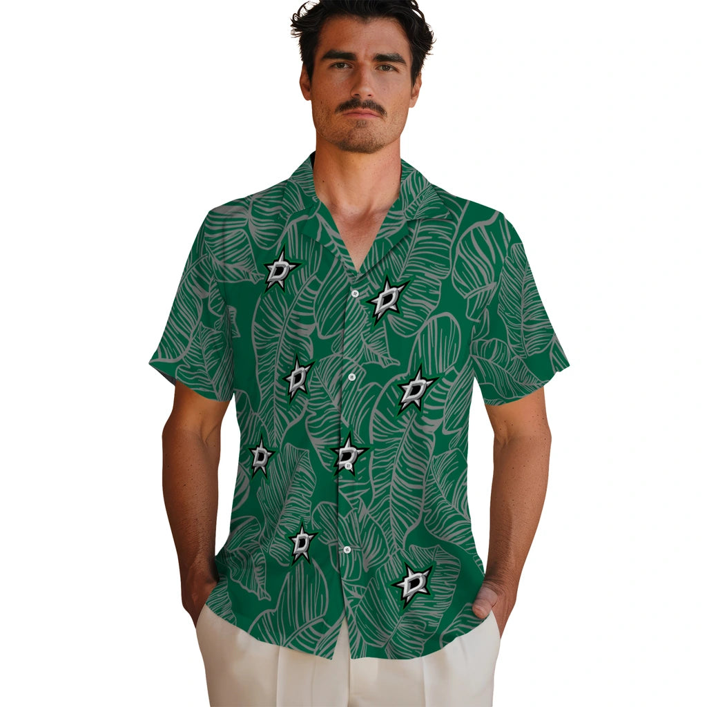 Dallas Stars Hawaiian Shirt - Leaf Outline | Hula Hawaiian Shirts