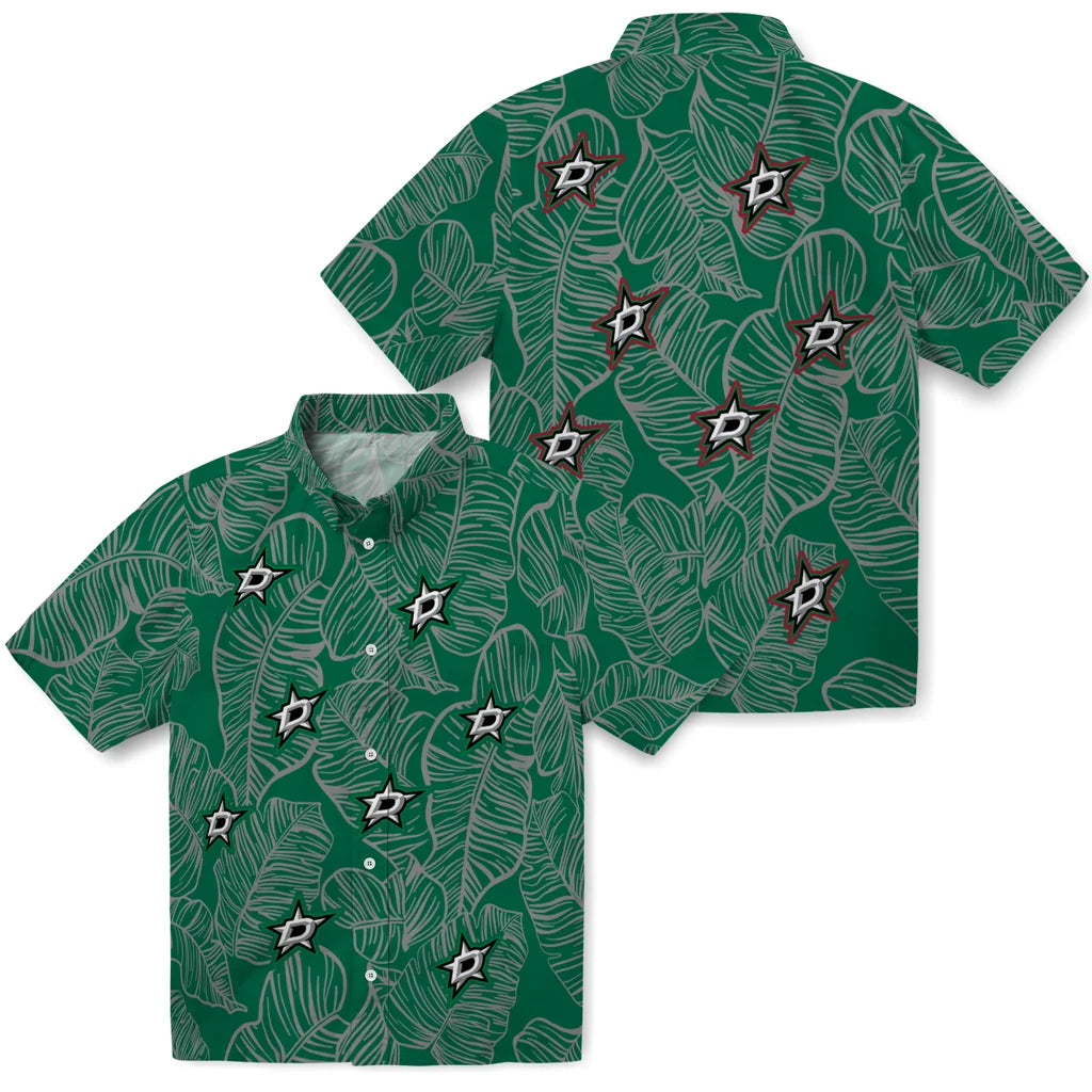 Dallas Stars Hawaiian Shirt - Leaf Outline | Hula Hawaiian Shirts
