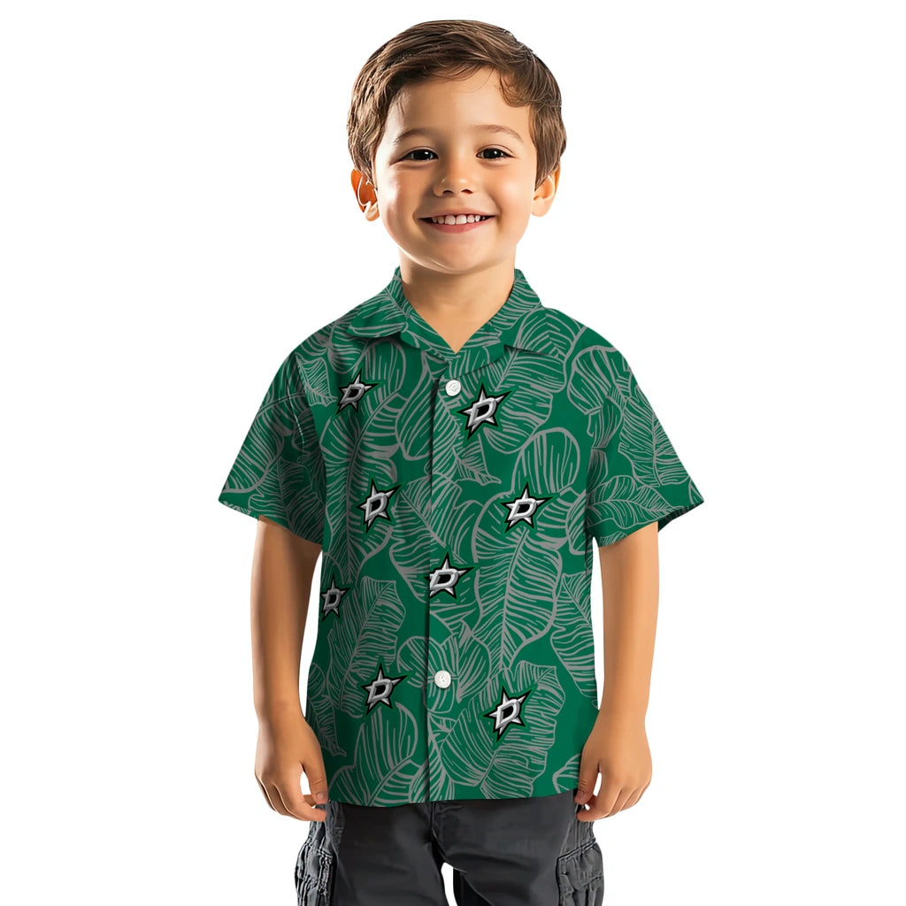 Dallas Stars Hawaiian Shirt - Leaf Outline | Hula Hawaiian Shirts