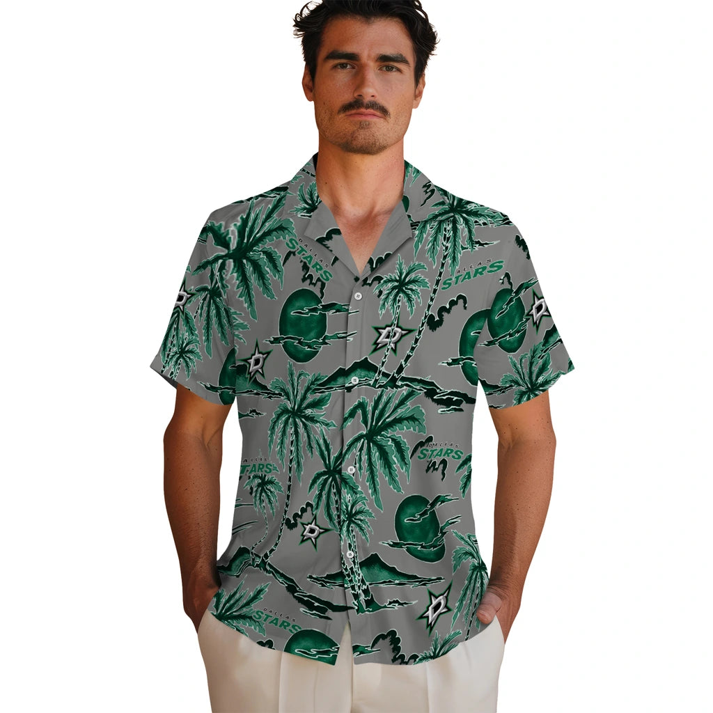 Dallas Stars Hawaiian Shirt - Palm Sunset | Hula Hawaiian Shirts