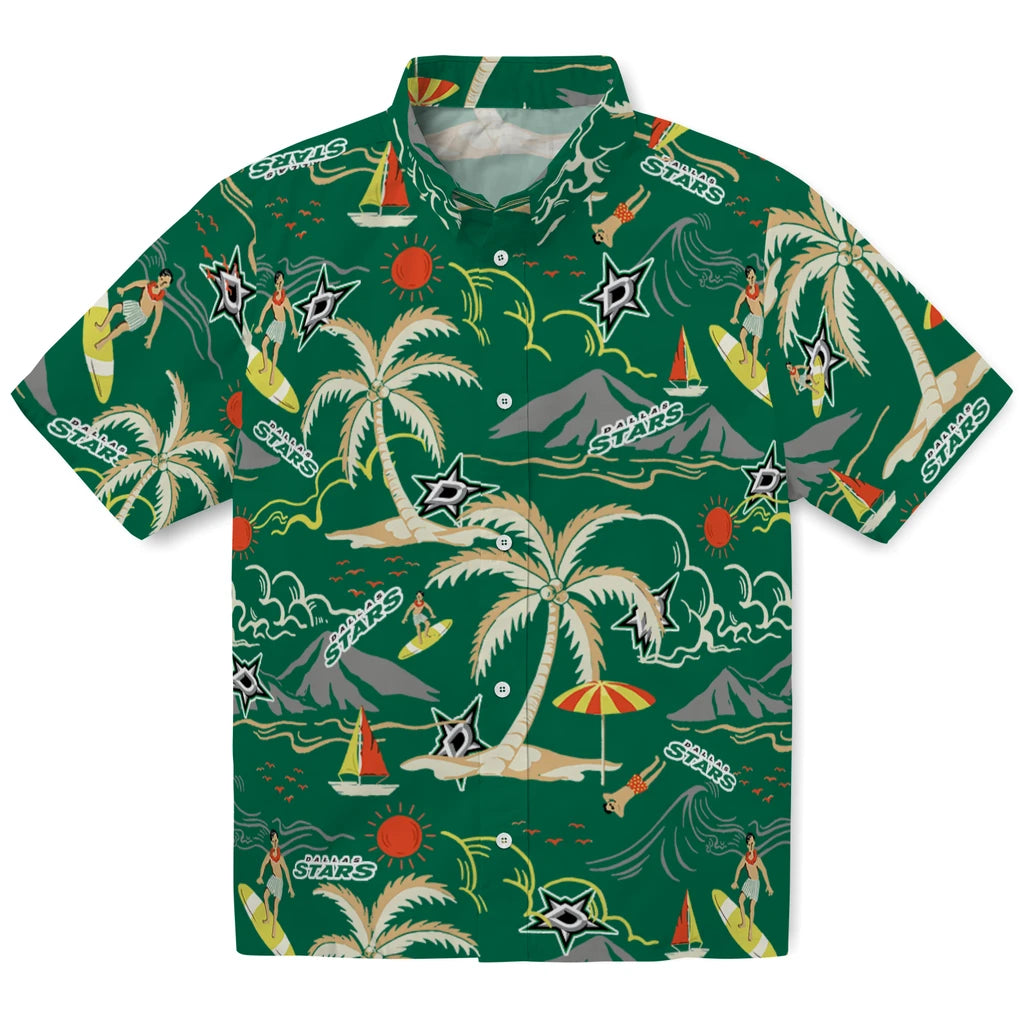 Dallas Stars Hawaiian Shirt - Palm Tree Island | Hula Hawaiian Shirts