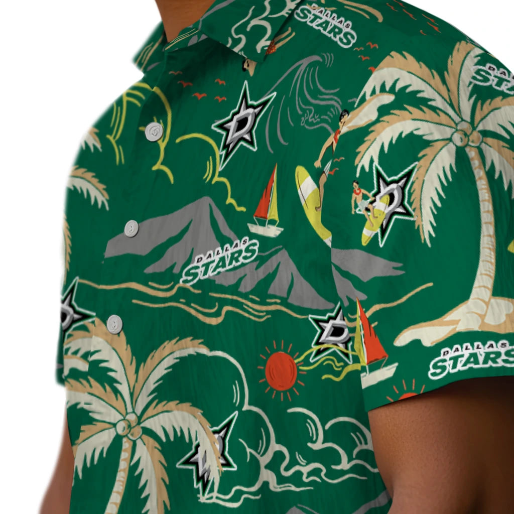 Dallas Stars Hawaiian Shirt - Palm Tree Island | Hula Hawaiian Shirts