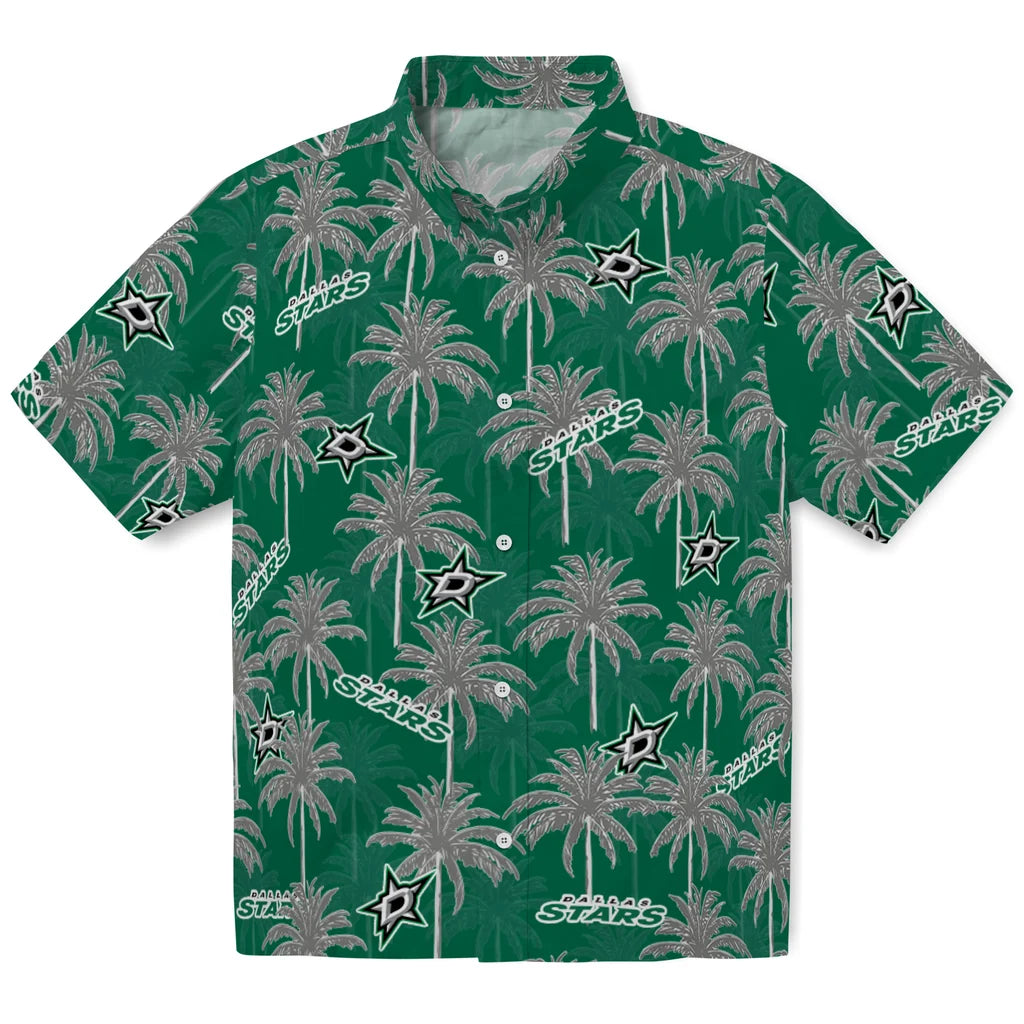 Dallas Stars Hawaiian Shirt - Palm Tree Motif | Hula Hawaiian Shirts
