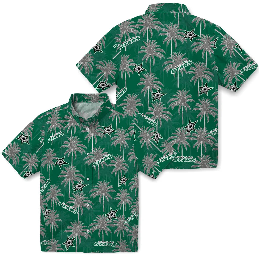 Dallas Stars Hawaiian Shirt - Palm Tree Motif | Hula Hawaiian Shirts